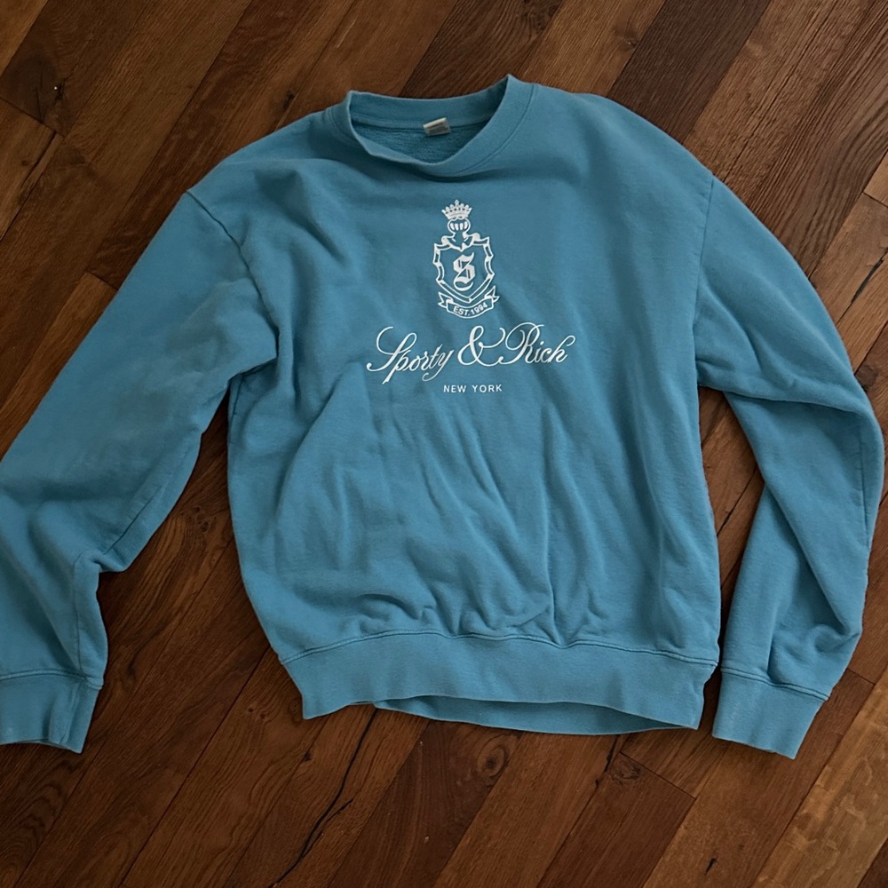 Sporty & Rich Teal Crewneck Sweater